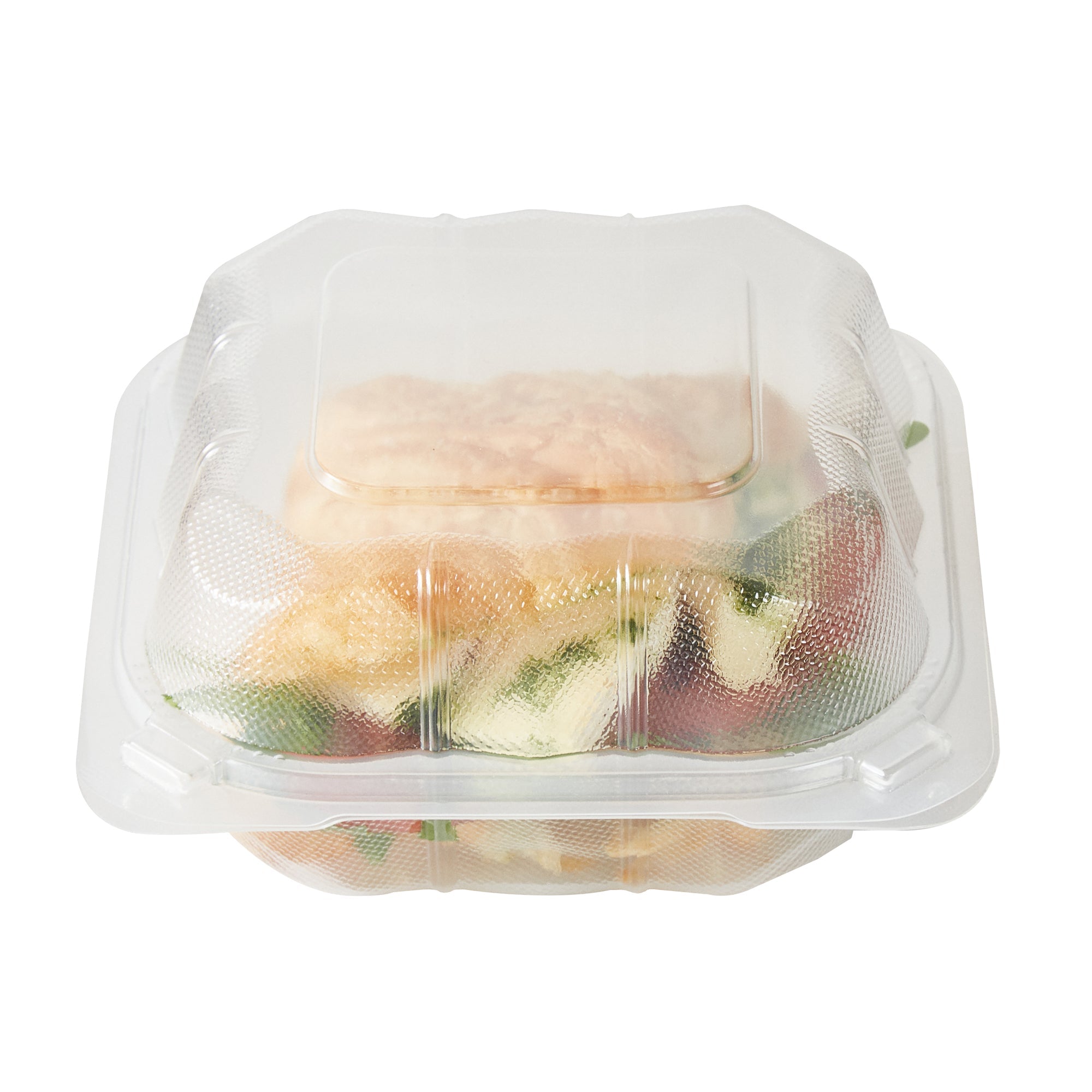 Chef 101 17 oz Square Clear Plastic Clamshell Container - Microwavable - 6" x 6" x 3" - -50 count box
