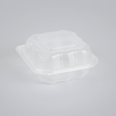Chef 101 17 oz Square Clear Plastic Clamshell Container - Microwavable - 6" x 6" x 3" - -50 count box