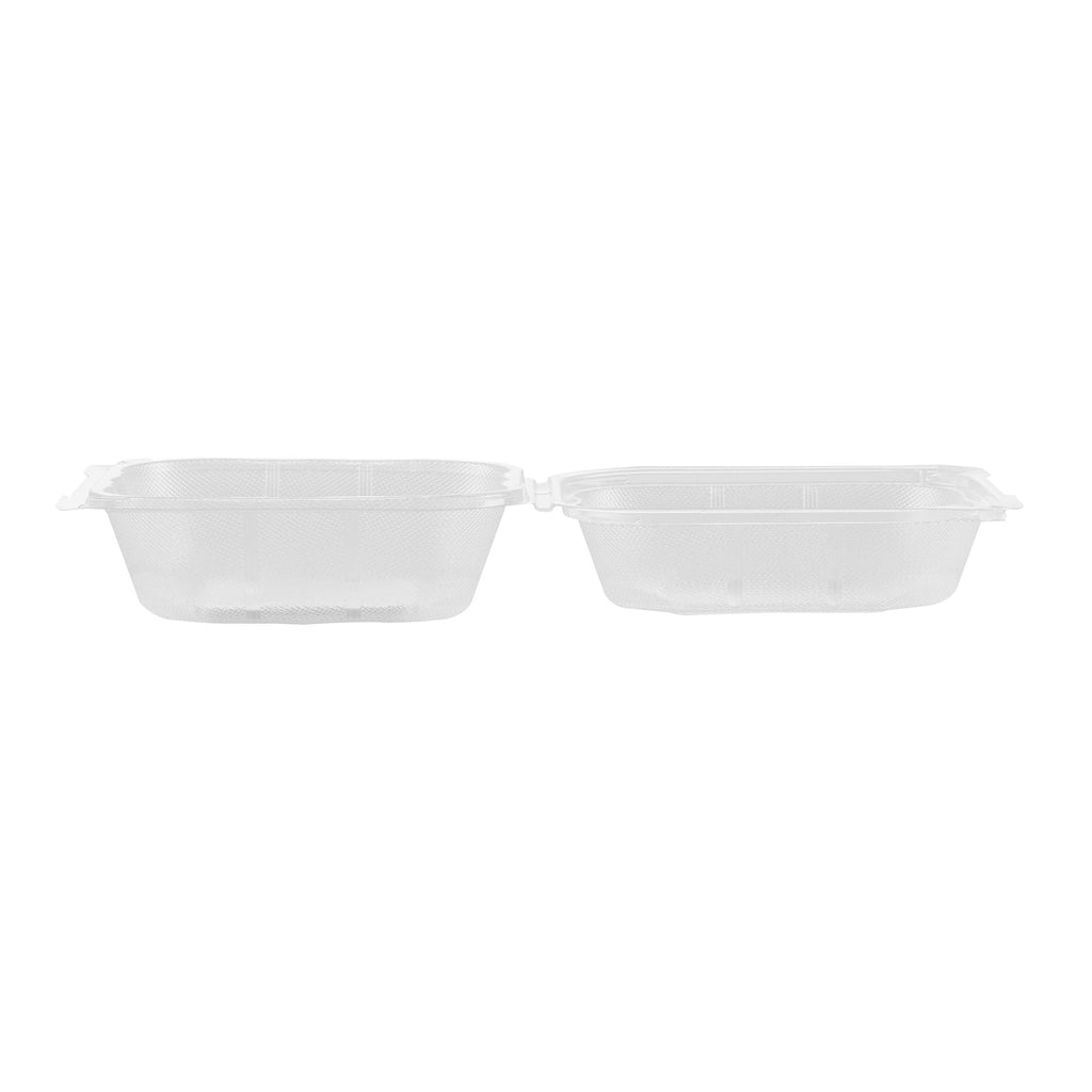 Chef 101 17 oz Square Clear Plastic Clamshell Container - Microwavable - 6" x 6" x 3" - -50 count box