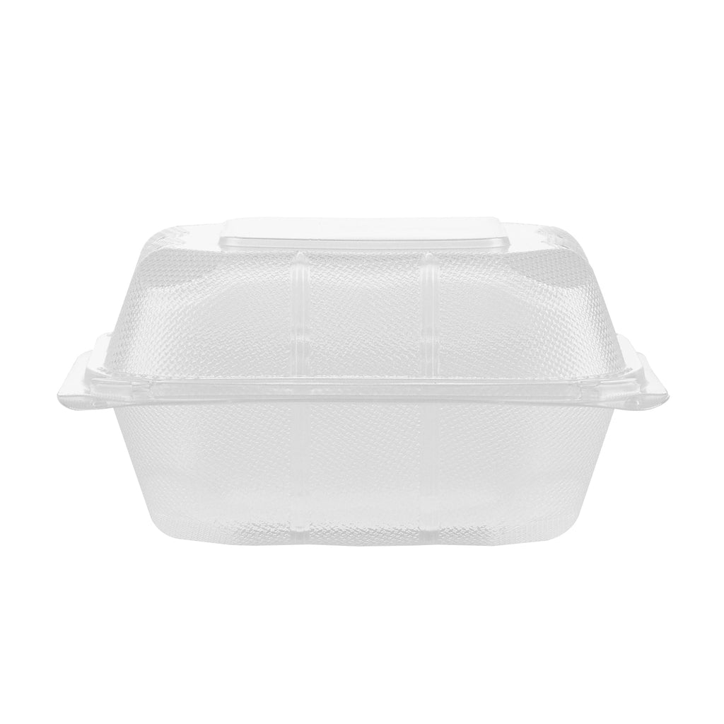 Chef 101 17 oz Square Clear Plastic Clamshell Container - Microwavable - 6" x 6" x 3" - -50 count box