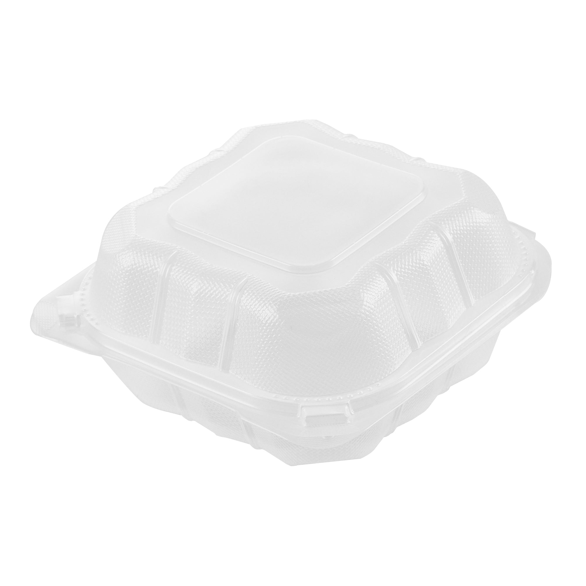 Chef 101 17 oz Square Clear Plastic Clamshell Container - Microwavable - 6" x 6" x 3" - -50 count box