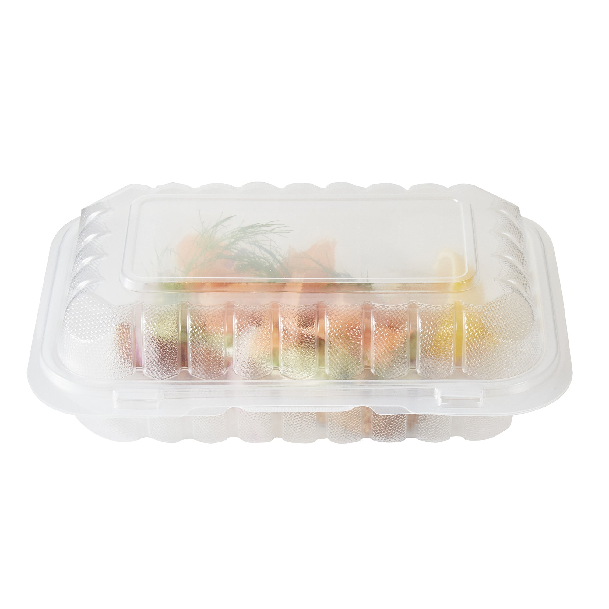 Chef 101 29 oz Rectangle Clear Plastic Clamshell Container - Microwavable - 9" x 6" x 2 3/4" - 50 count box