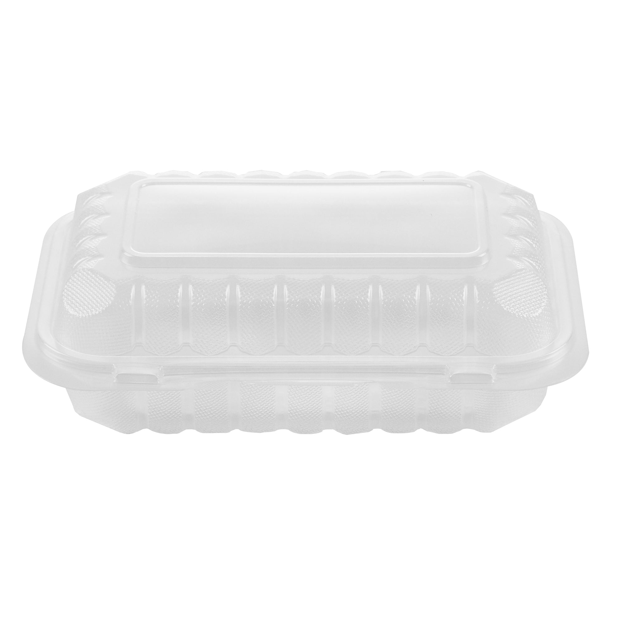 Chef 101 29 oz Rectangle Clear Plastic Clamshell Container - Microwavable - 9" x 6" x 2 3/4" - 50 count box
