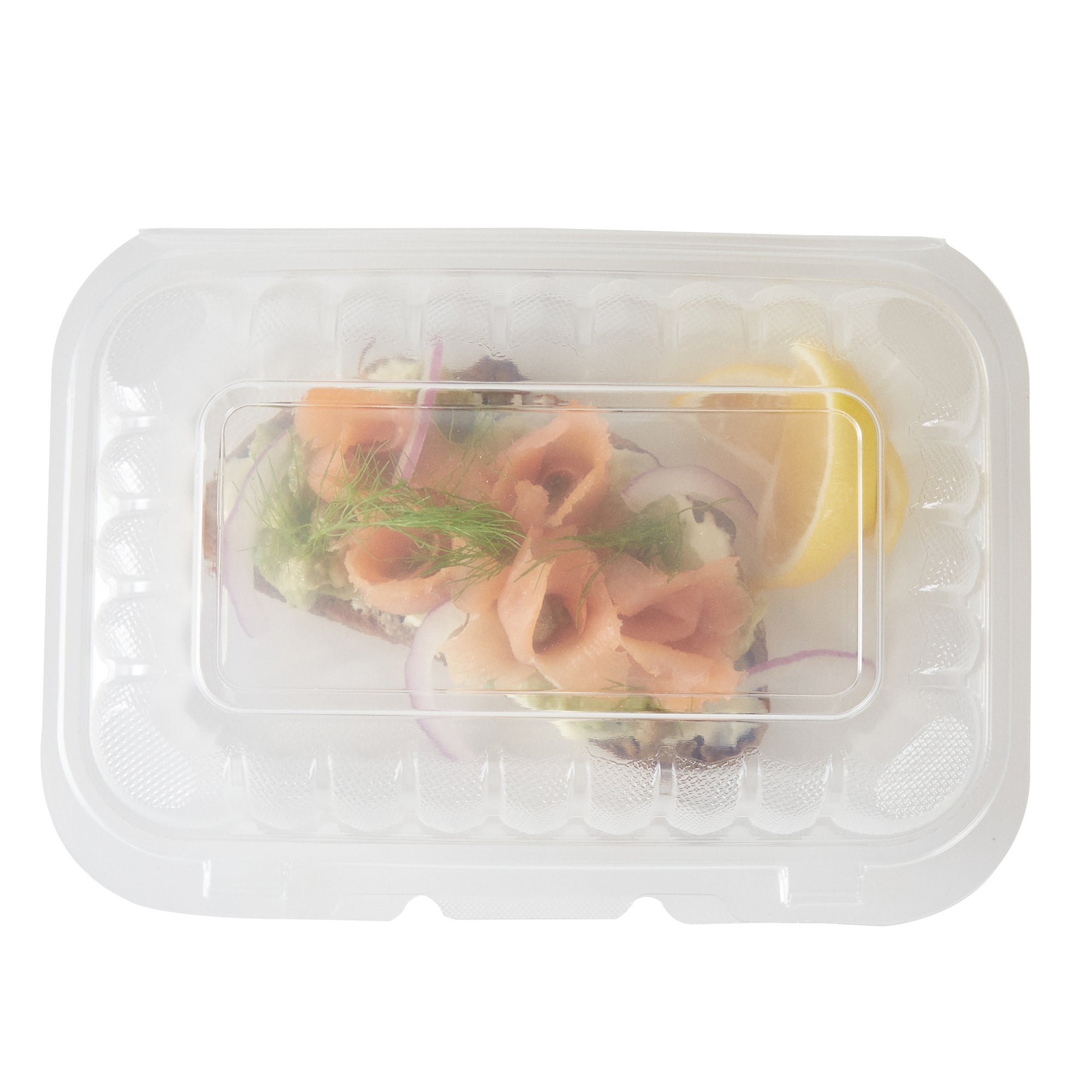 Chef 101 29 oz Rectangle Clear Plastic Clamshell Container - Microwavable - 9" x 6" x 2 3/4" - 100 count box