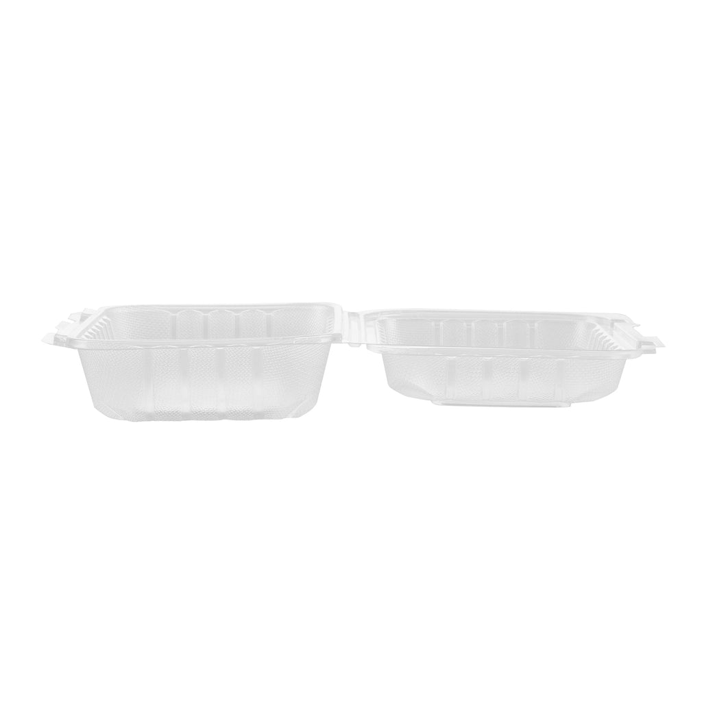 Chef 101 29 oz Rectangle Clear Plastic Clamshell Container - Microwavable - 9" x 6" x 2 3/4" - 100 count box