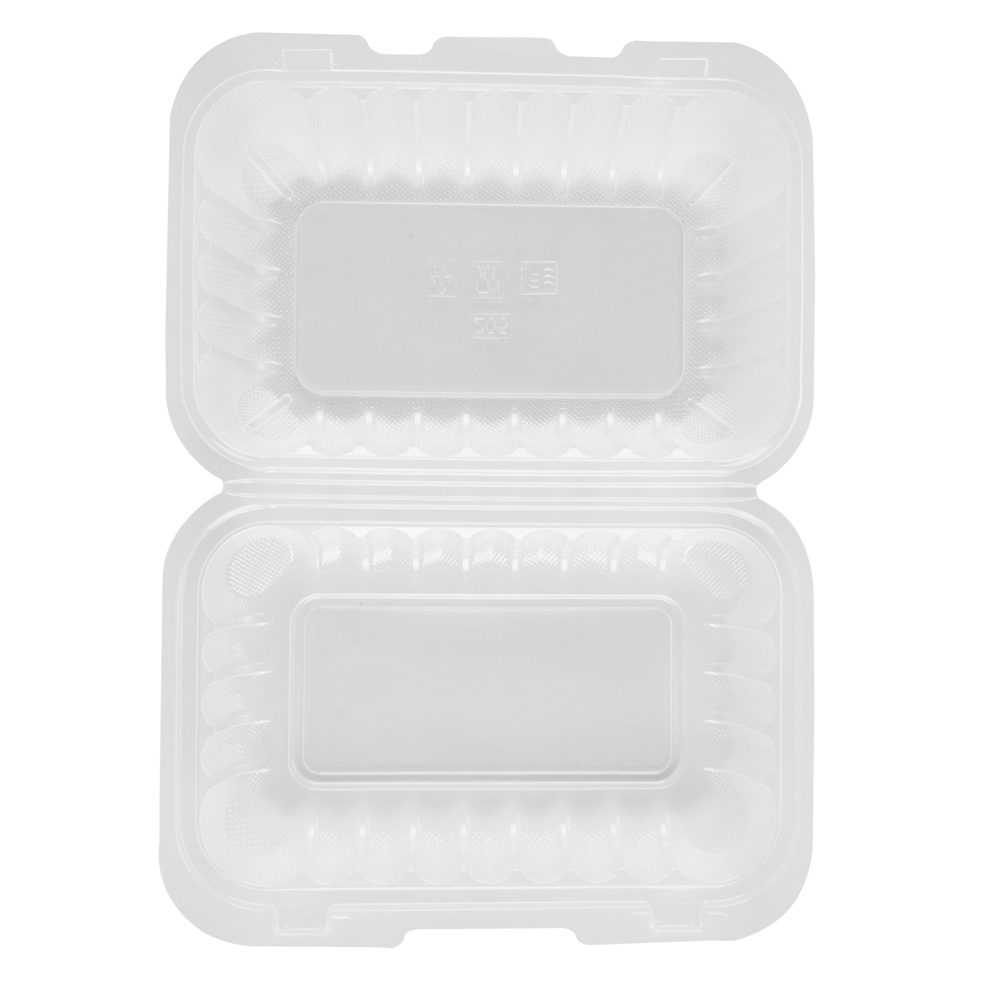Chef 101 29 oz Rectangle Clear Plastic Clamshell Container - Microwavable - 9" x 6" x 2 3/4" - 100 count box