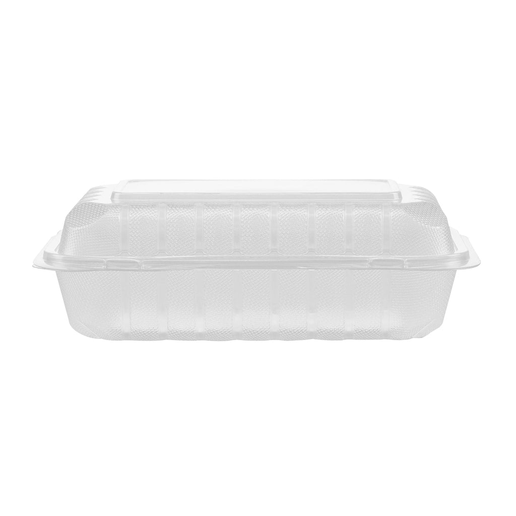 Chef 101 29 oz Rectangle Clear Plastic Clamshell Container - Microwavable - 9" x 6" x 2 3/4" - 100 count box