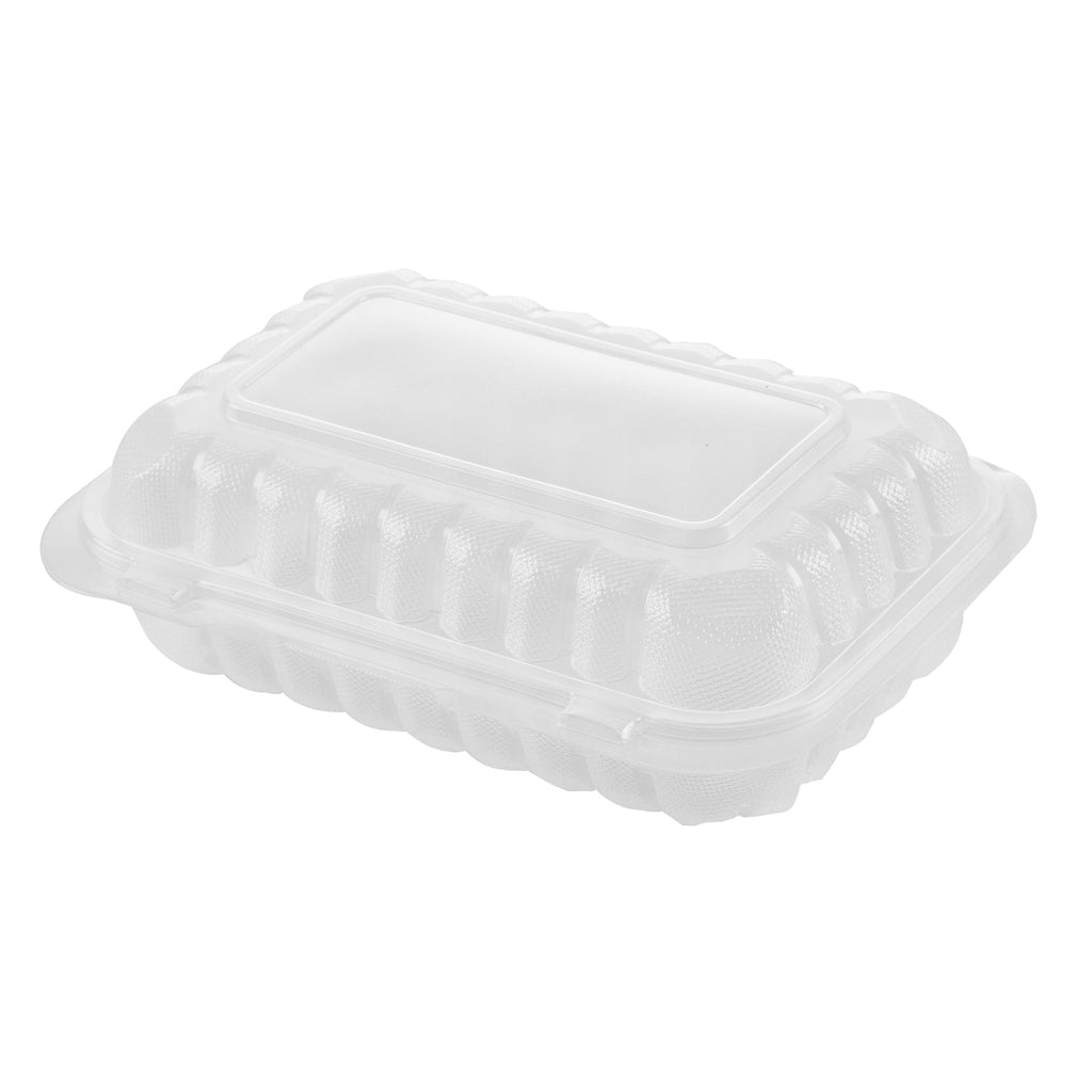 Chef 101 29 oz Rectangle Clear Plastic Clamshell Container - Microwavable - 9" x 6" x 2 3/4" - 100 count box