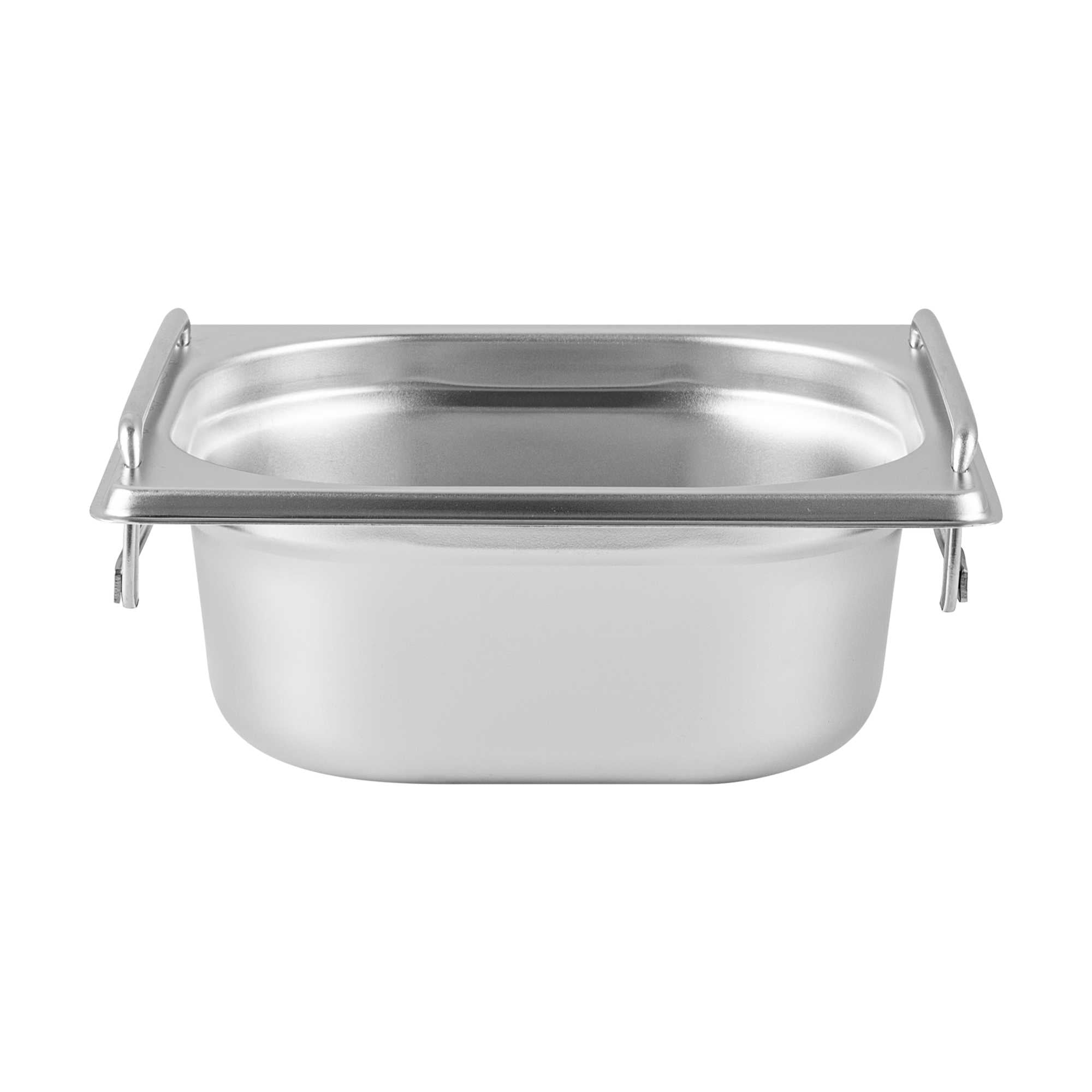 Met Lux Rectangle Stainless Steel 1/6 Size Steam Table Pan 2.5 Inch Deep - Anti Jam, Collapsible Handles - 1 count box