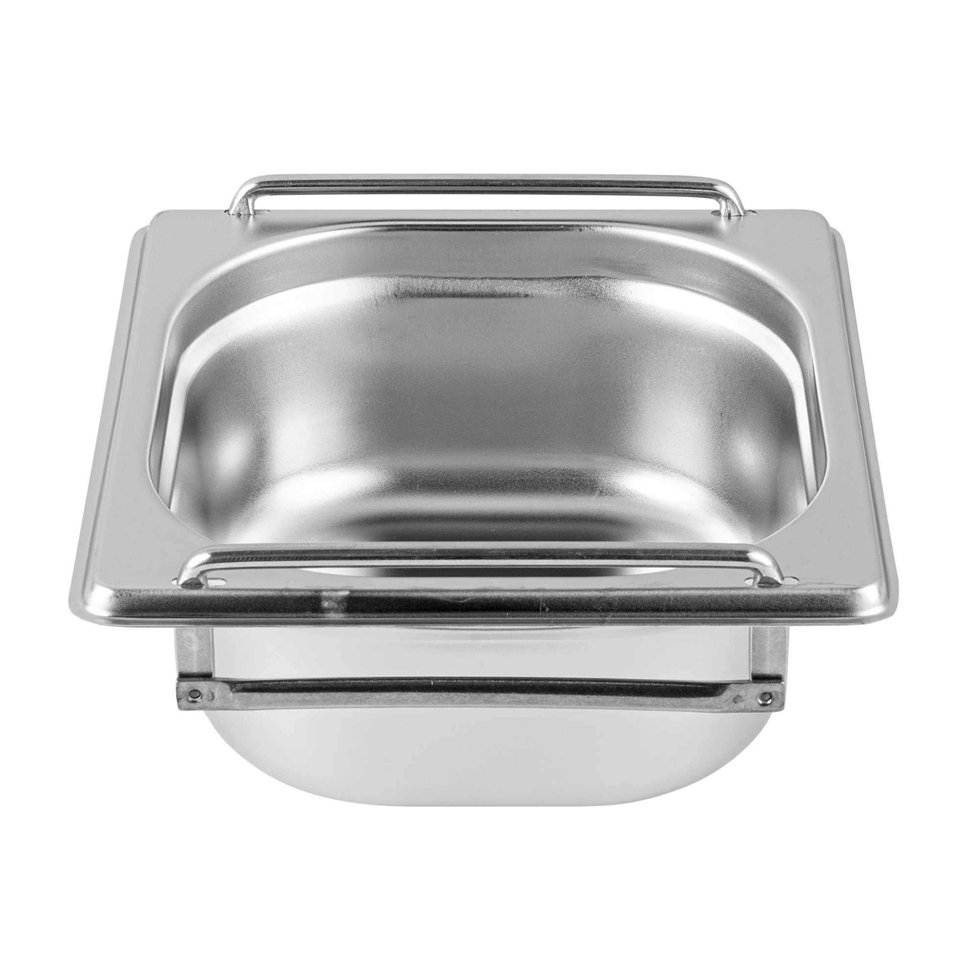 Met Lux Rectangle Stainless Steel 1/6 Size Steam Table Pan 2.5 Inch Deep - Anti Jam, Collapsible Handles - 1 count box