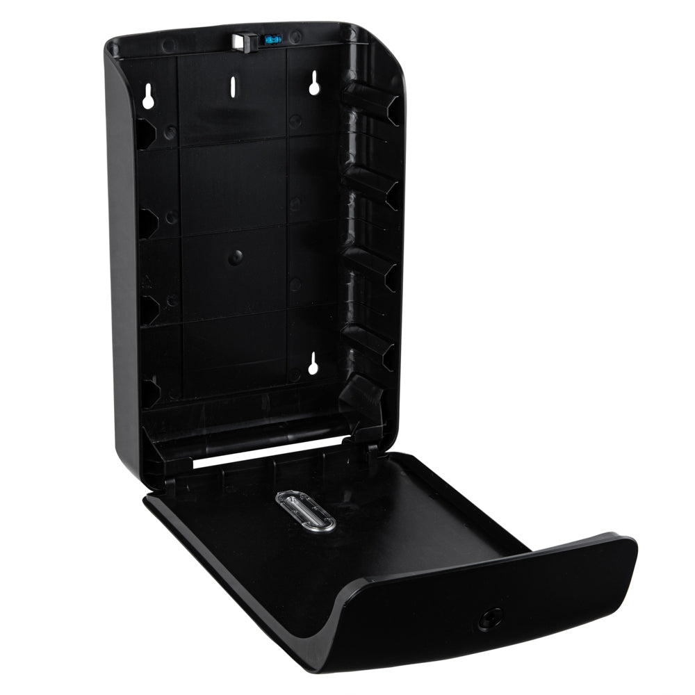 Clean Tek Professional Black Plastic C-Fold / M-Fold Paper Towel Dispenser - 10 3/4" x 4 1/4" x 16 3/4" - 1 count box