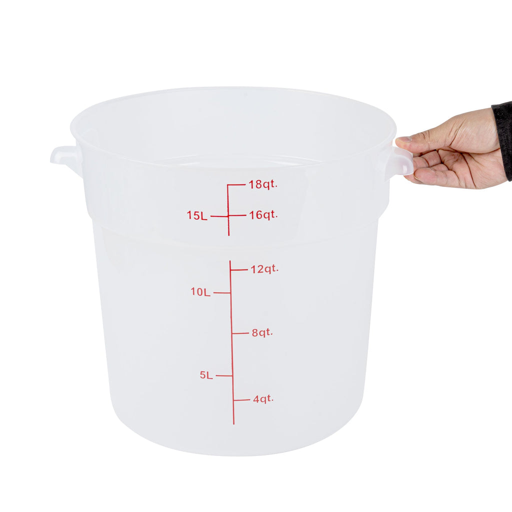 Met Lux 18 qt Round Translucent Plastic Food Storage Container - with Red Volume Markers - 12 1/4" x 12 1/4" x 12" - 1 count box