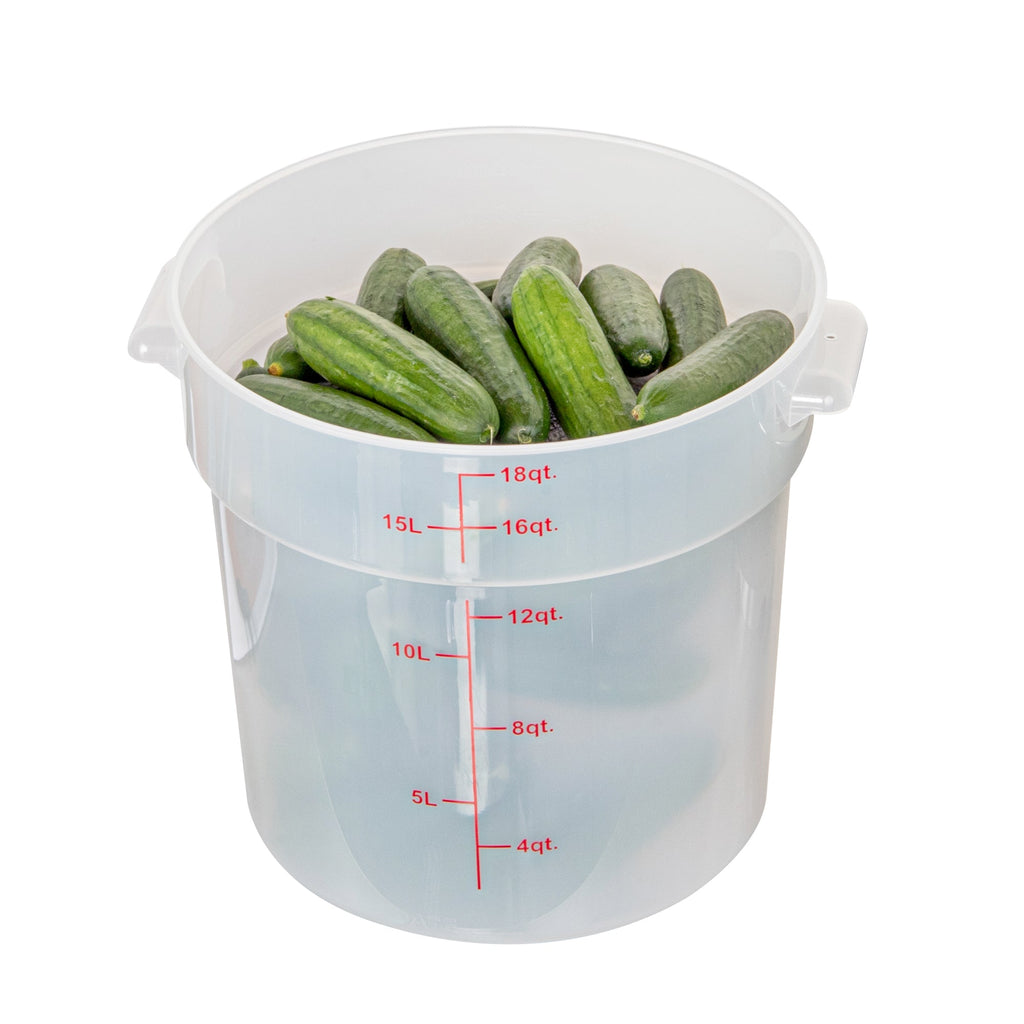Met Lux 18 qt Round Translucent Plastic Food Storage Container - with Red Volume Markers - 12 1/4" x 12 1/4" x 12" - 1 count box