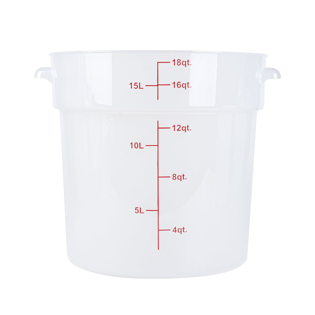 Met Lux 18 qt Round Translucent Plastic Food Storage Container - with Red Volume Markers - 12 1/4" x 12 1/4" x 12" - 1 count box