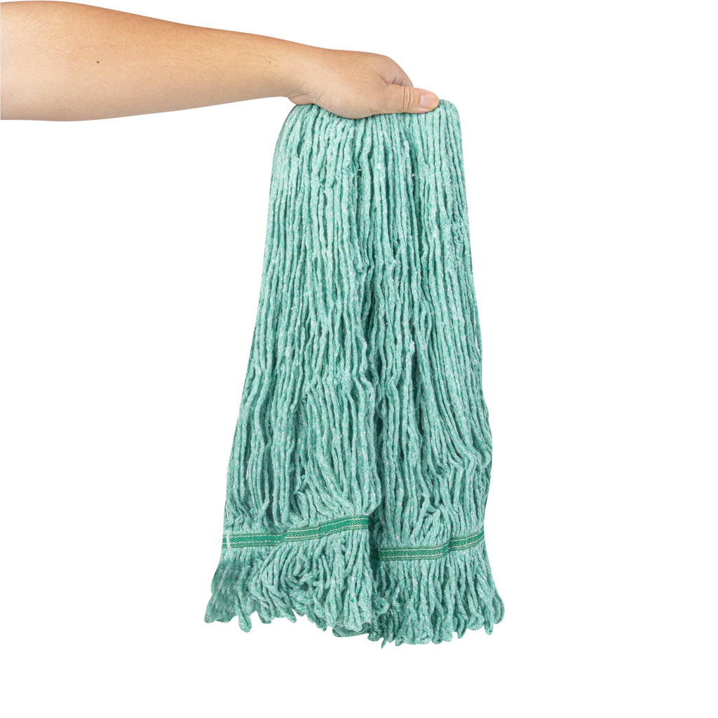 Clean Tek Professional 32 oz Green Cotton Blend Heavy Duty Wet Mop Head - with 1 1/4" Headband- 1 count box