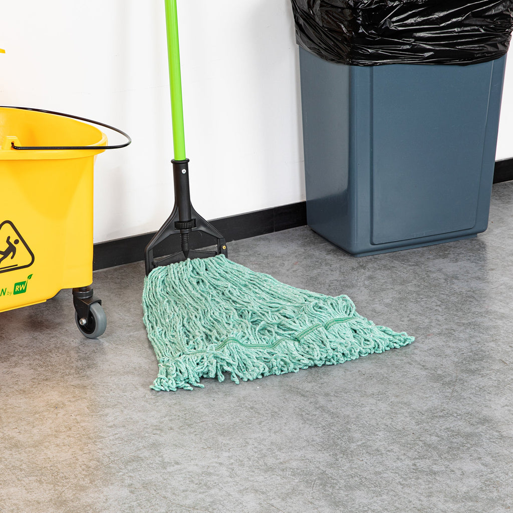 Clean Tek Professional 32 oz Green Cotton Blend Heavy Duty Wet Mop Head - with 1 1/4" Headband- 1 count box