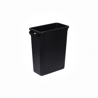 Clean Tek Professional 15 gal Rectangle Black Plastic Slim Trash Can - with Handles - 24" x 10 3/4" x 24 3/4" - 1 count box