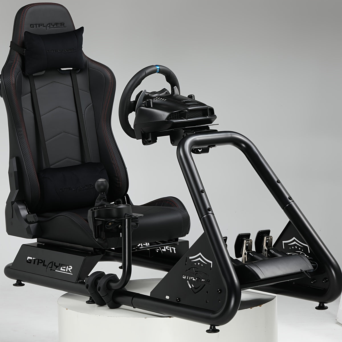 Racing Simulator Cockpit with Seats, Racing Style Reclining Seats And Super Strong Alloy Steel Frame (with Speakers, Manual)