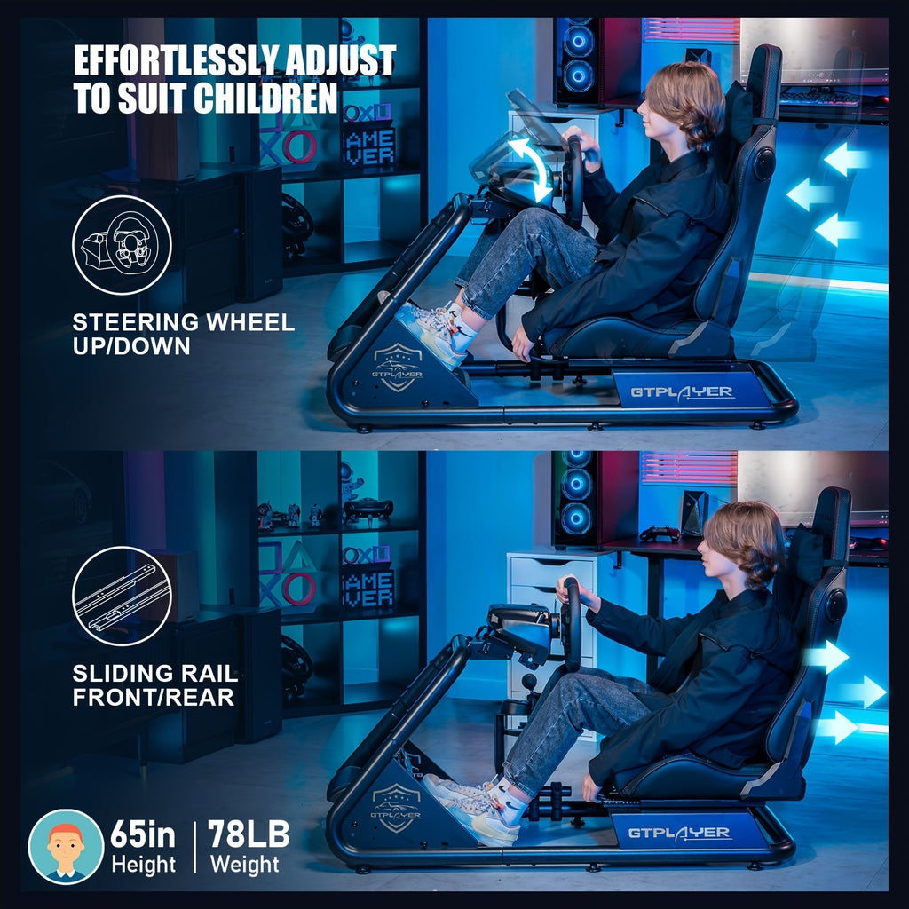 Racing Simulator Cockpit with Seats, Racing Style Reclining Seats And Super Strong Alloy Steel Frame (with Speakers, Manual)