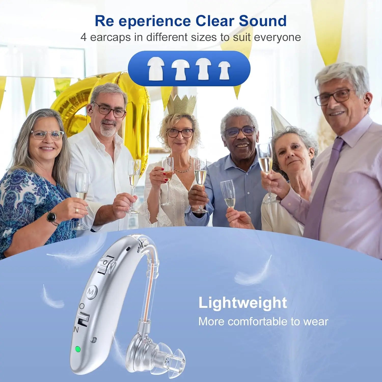 Rechargeable Hearing amplifier for the elderly