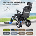 Reclining Electric Wheelchair With Smart Safety Brake, Folding Wheelchair Electric For Adults Seniors