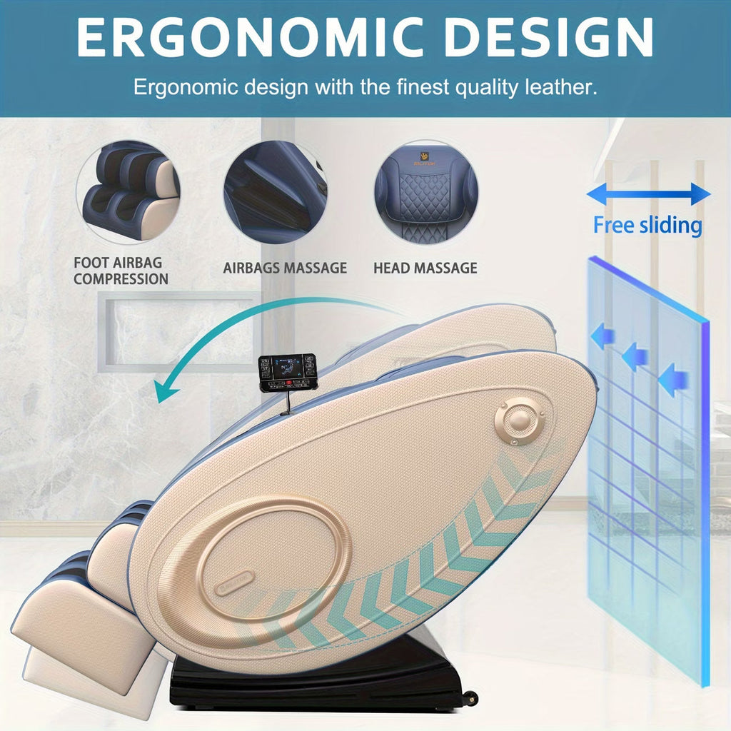 Reclining Massage Chair Featuring Zero Gravity, Complete Body Massage Capabilities with Heating, Integrated Speakers And Touch Screen