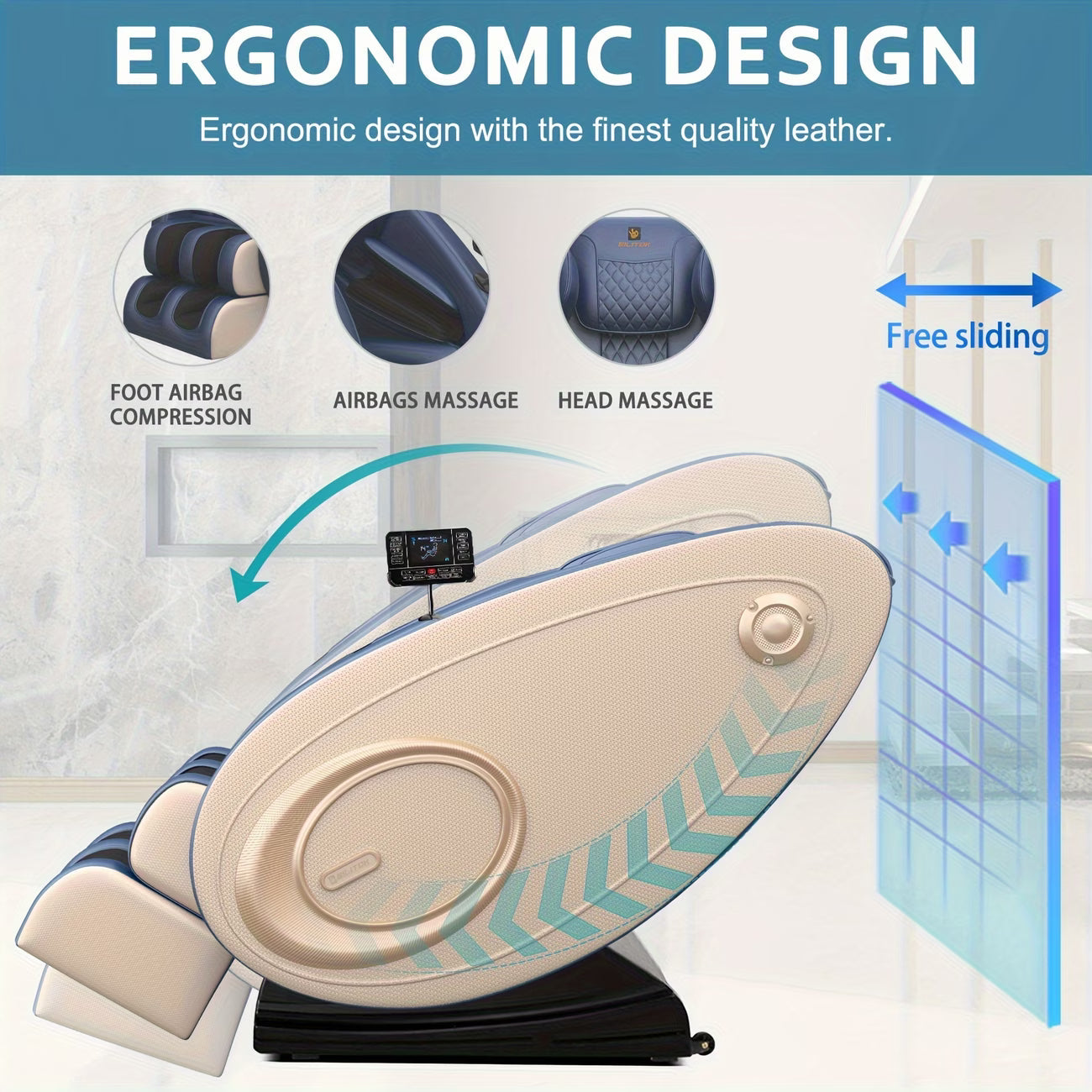 Reclining Massage Chair Featuring Zero Gravity, Complete Body Massage Capabilities with Heating, Integrated Speakers And Touch Screen