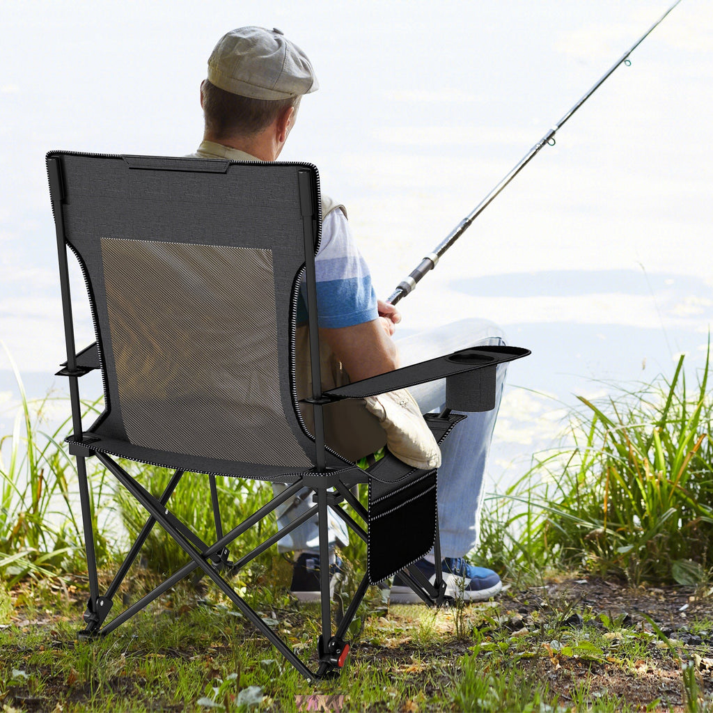 Reclining Camping Chair with Removable Footrest and Adjustable Backrest