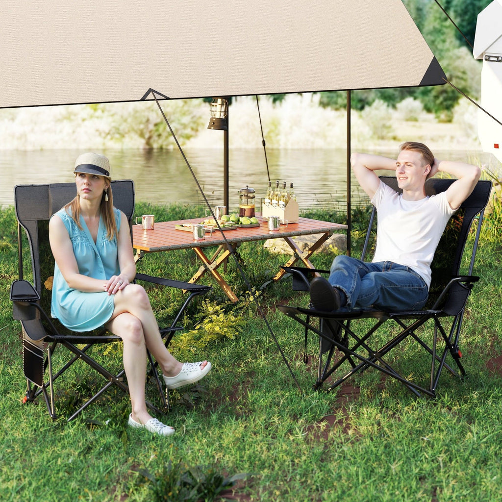 Reclining Camping Chair with Removable Footrest and Adjustable Backrest