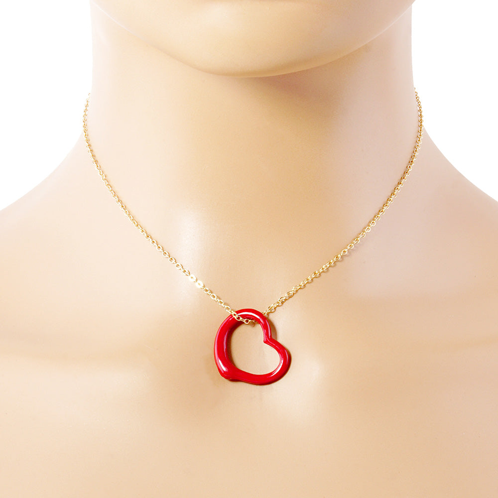 Metal Heart Cut out Pendant Necklace