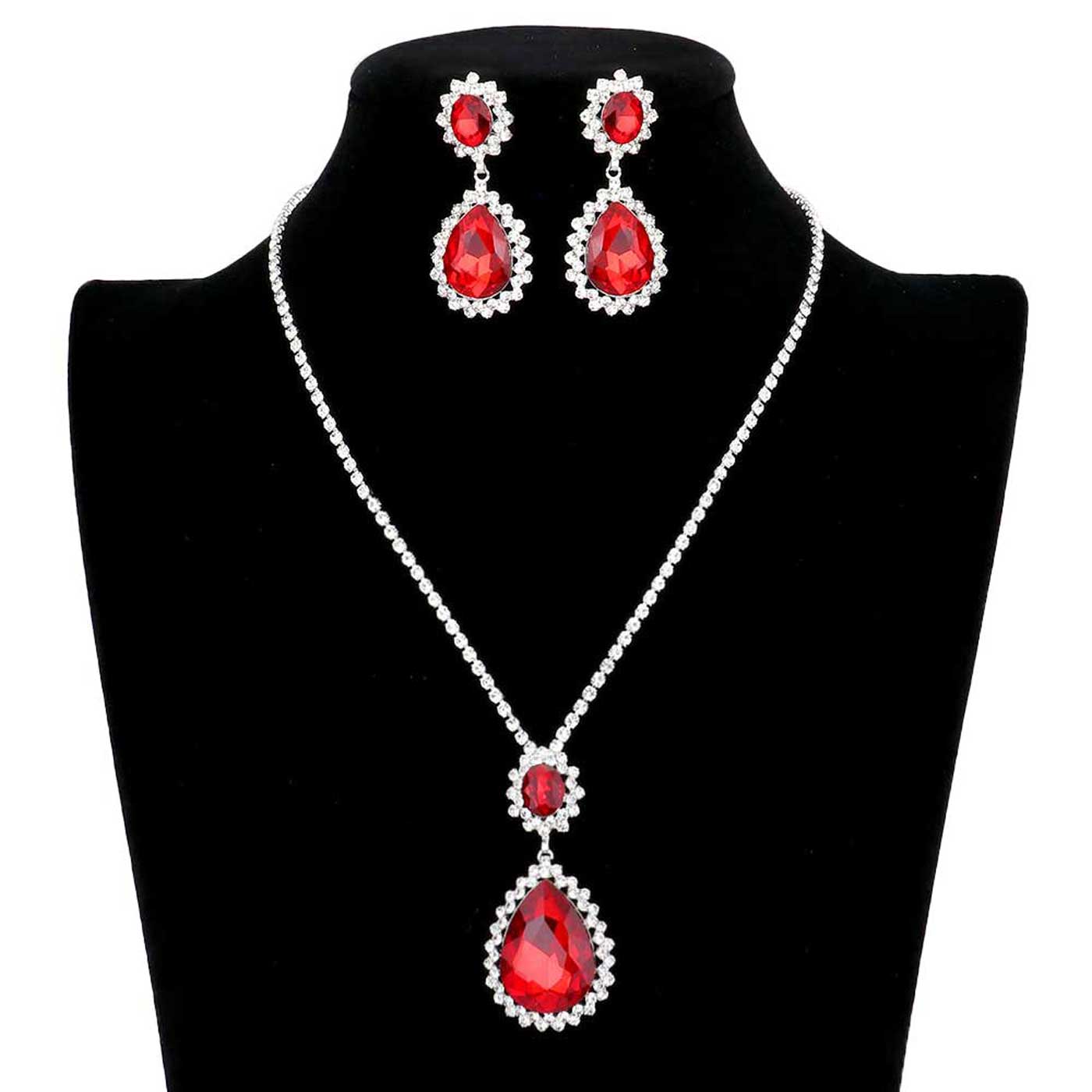 Teardrop Accented Rhinestone Necklace