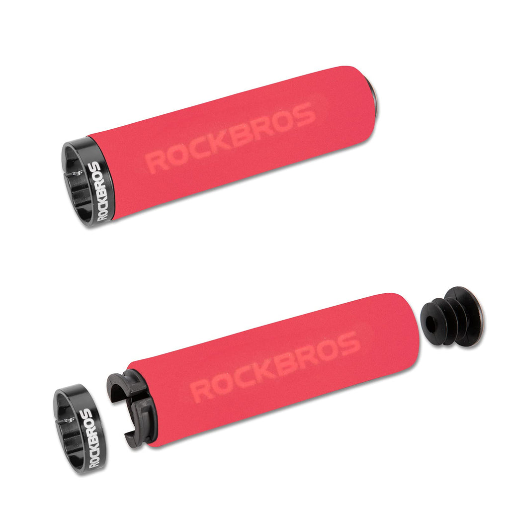 ROCKBROS Bike Grips Foam Single Lock on Bicycle  Soft Comfortable Non-Slip Bike Handle Grips