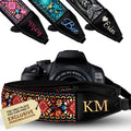 Personalized Embroidered Red Woven Camera Strap
