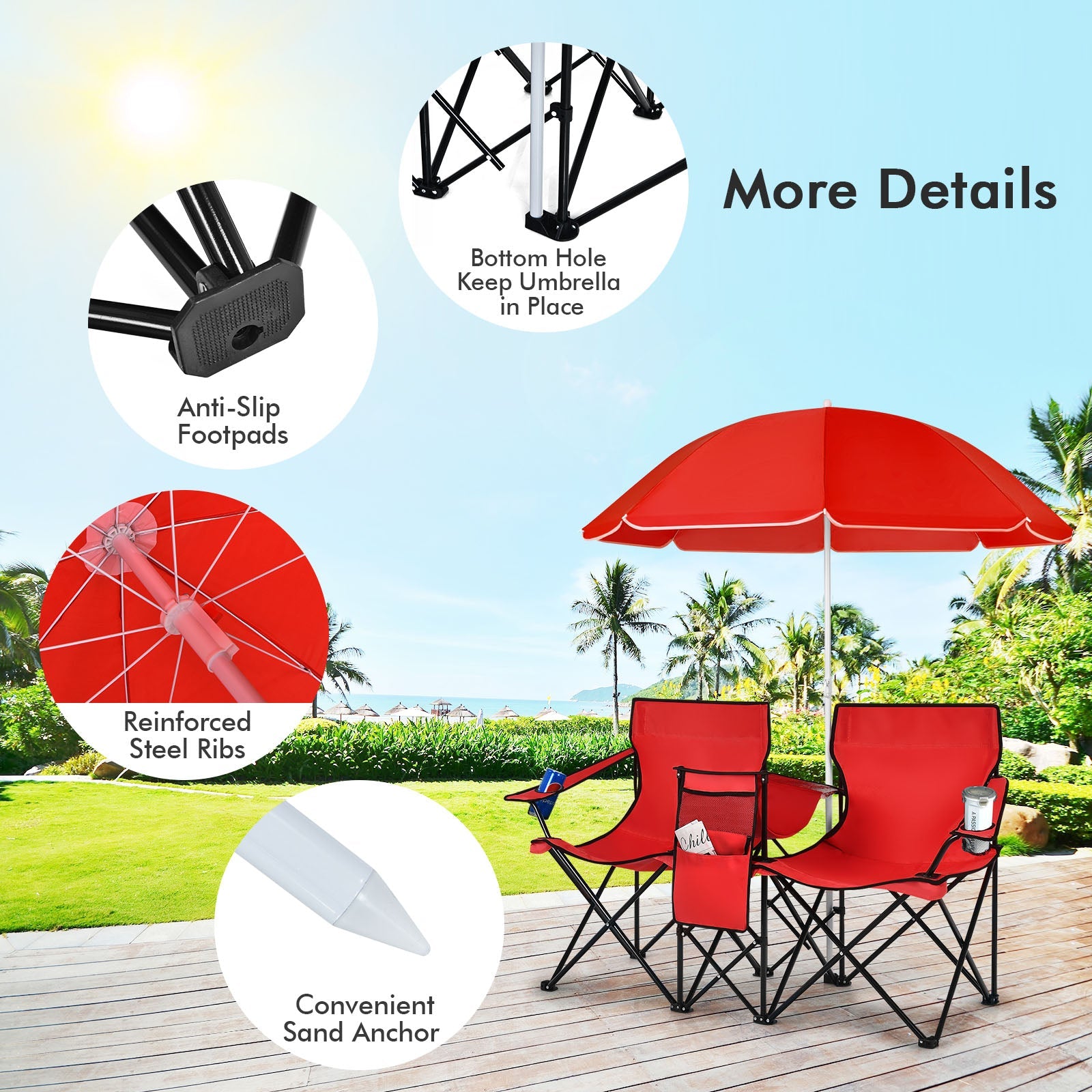 Portable Folding Picnic Double Chair