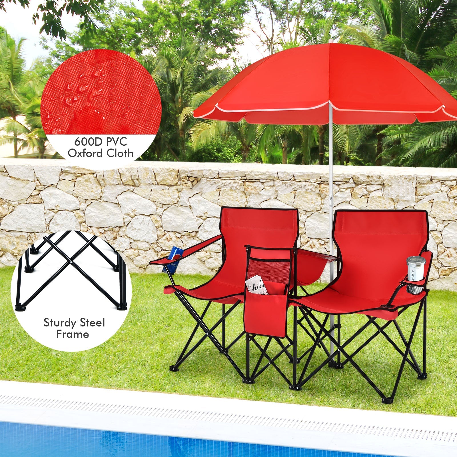 Portable Folding Picnic Double Chair
