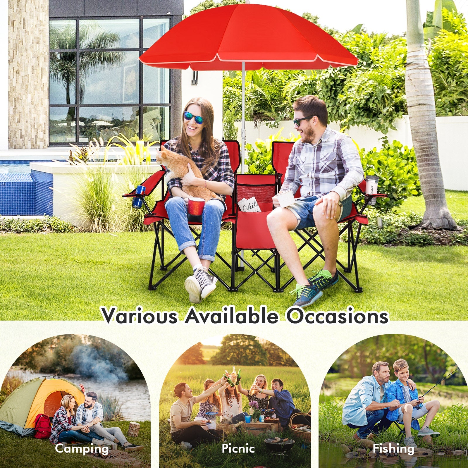 Portable Folding Picnic Double Chair