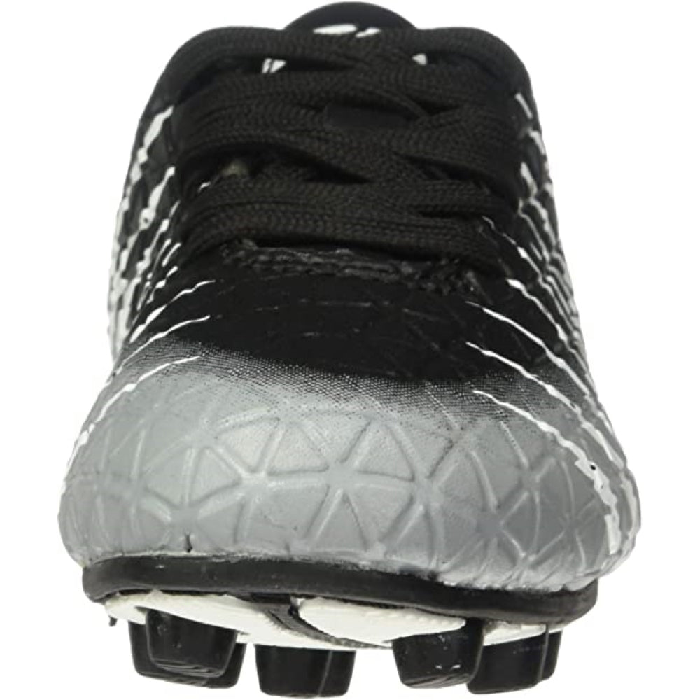 Kids Firm Ground Soccer Cleats – Black/White/Silver