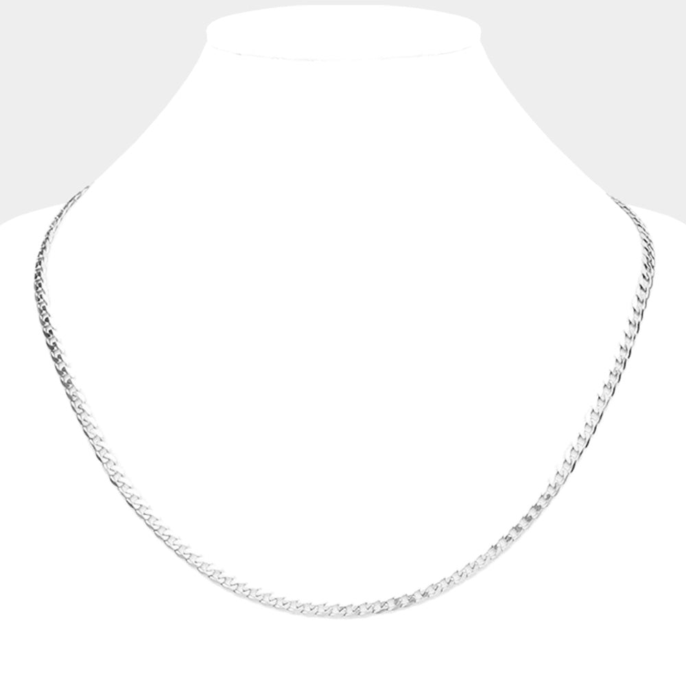 18 INCH, 4mm Stainless Steel Diamond Cut Cuban Chain Necklace