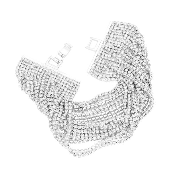 Multi Layered Rhinestone Evening Bracelet