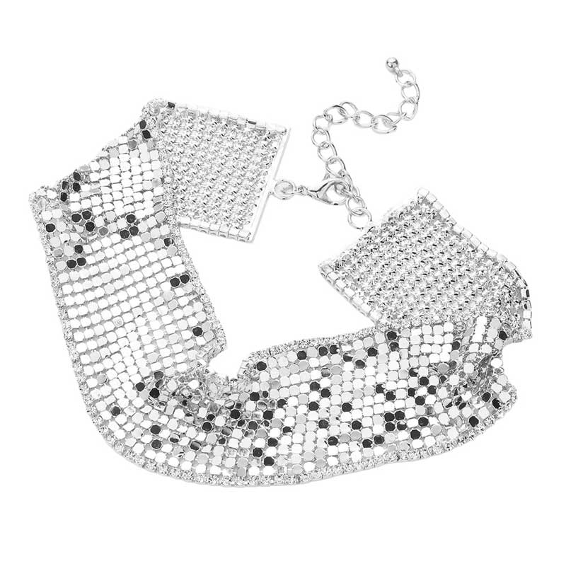 Rhinestone Trimmed Metal Choker Jewelry Set