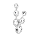 Triple Oval Glass Stone Drop Down Dangle Evening Earrings