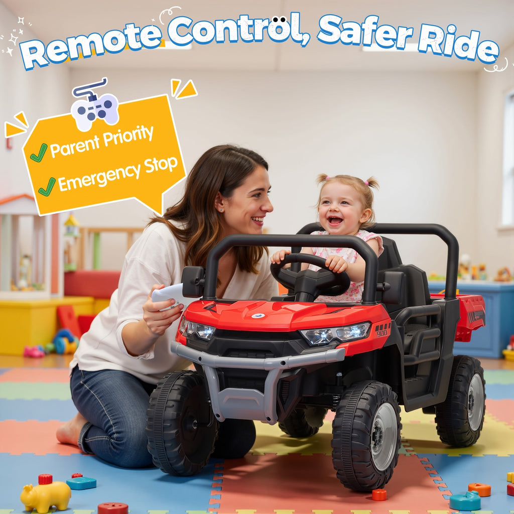 Ride-On Car W Parent Remote Control, Dump Bed & 3 Speeds