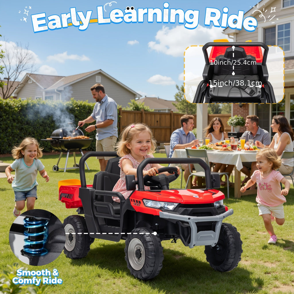 Ride-On Car W Parent Remote Control, Dump Bed & 3 Speeds