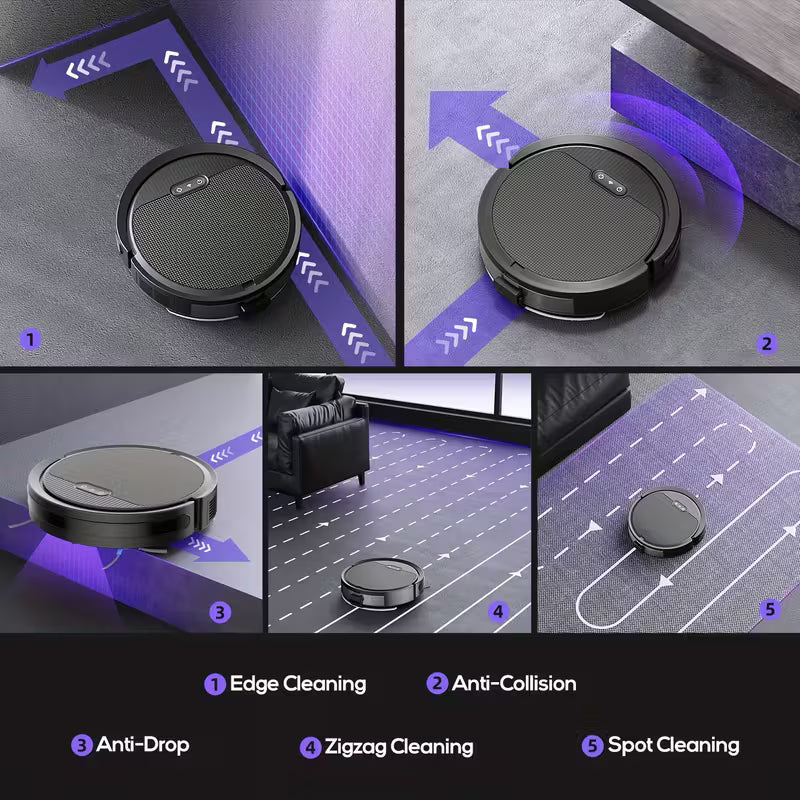 Robotic Vacuum Cleaner And Mop Combo, App/Voice Control, 2in 1 Robot Vacuum Cleaner, 5000pa Max Power Suction, Scheduled Cleaning, Automatic Recharge, for Pet Hair,