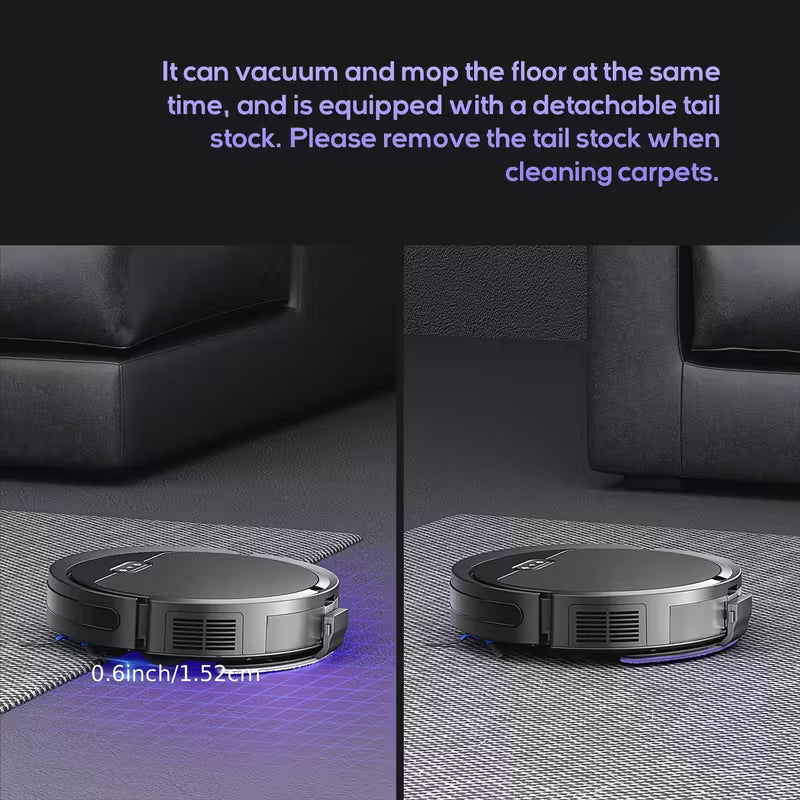 Robotic Vacuum Cleaner And Mop Combo, App/Voice Control, 2in 1 Robot Vacuum Cleaner, 5000pa Max Power Suction, Scheduled Cleaning, Automatic Recharge, for Pet Hair,