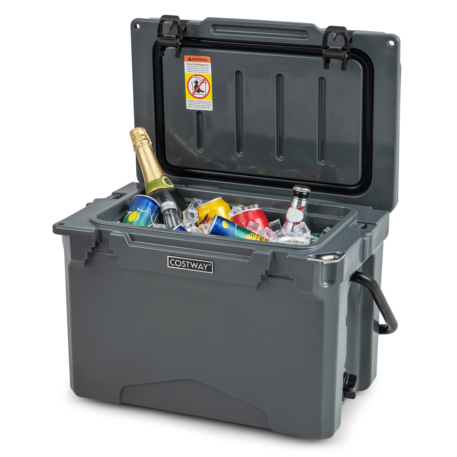 25 QT Hard Cooler with Aluminum Handle and Integrated Cup Holders