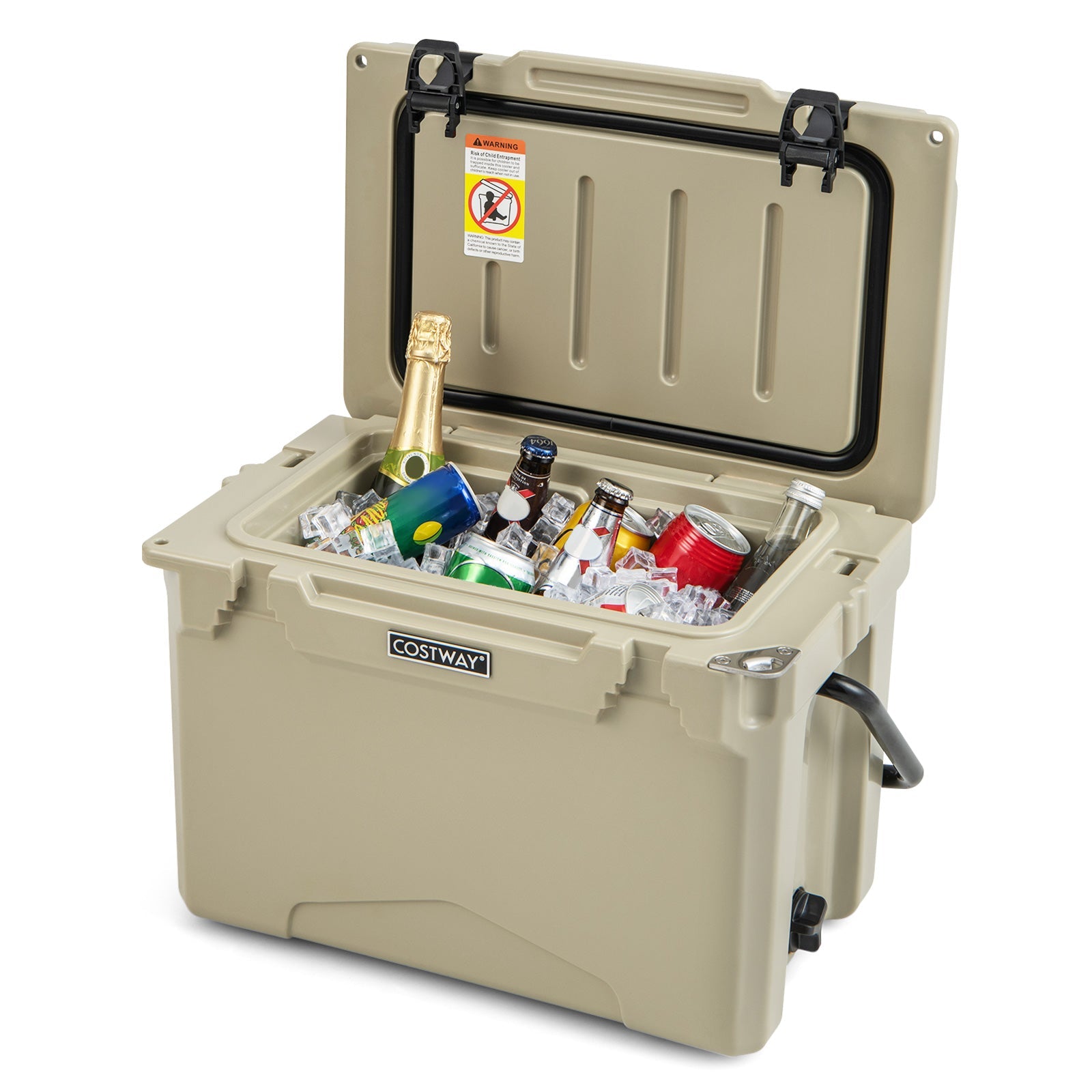 25 QT Hard Cooler with Aluminum Handle and Integrated Cup Holders