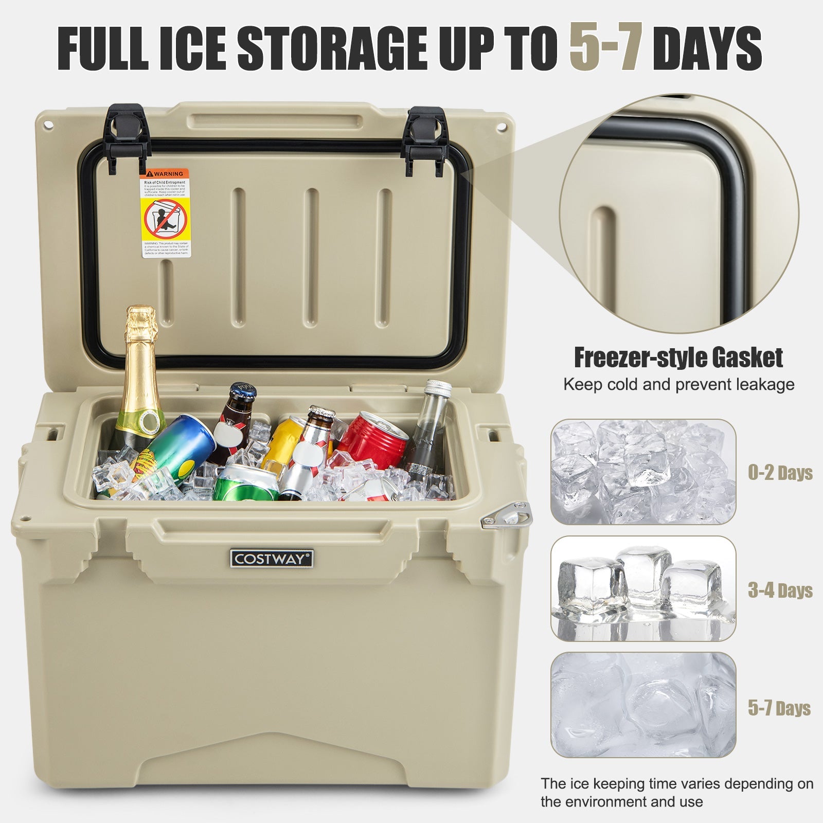25 QT Hard Cooler with Aluminum Handle and Integrated Cup Holders