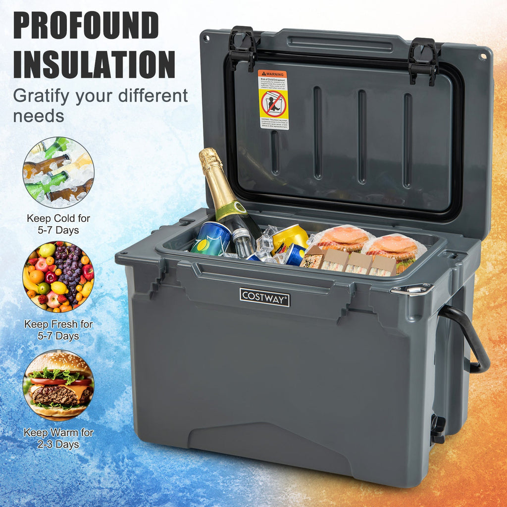 25 QT Hard Cooler with Aluminum Handle and Integrated Cup Holders
