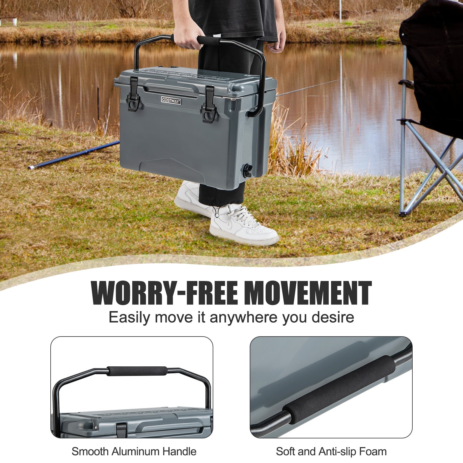25 QT Hard Cooler with Aluminum Handle and Integrated Cup Holders